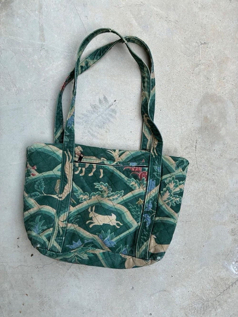 Vintage cotton canvas Tote bag made in California by Ann Krikul size-  17X 13